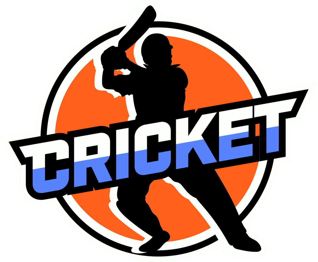 Transparent Background Cricket Emblem with Batsman Silhouette Design