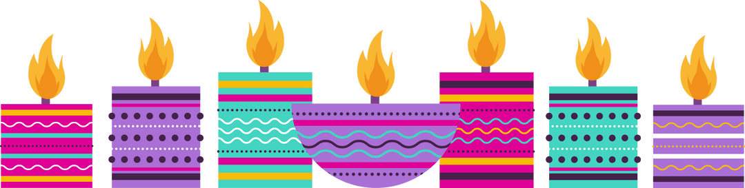 Vibrant Festive Flat Design Candles on Transparent Background