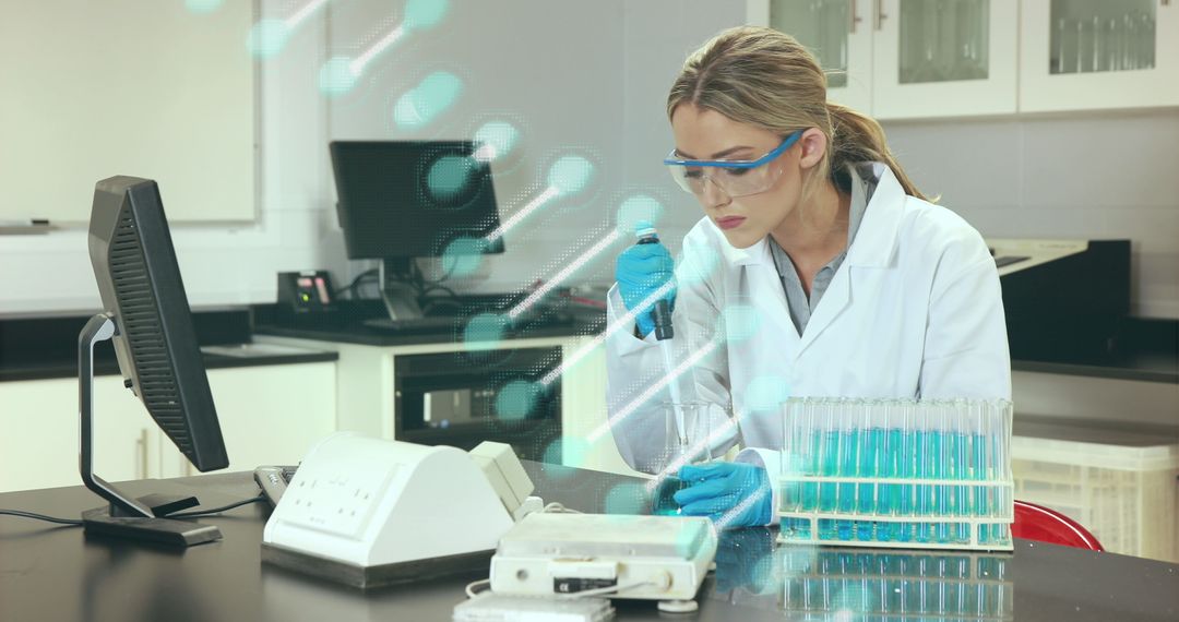Scientist Examining DNA Research in Laboratory Setting