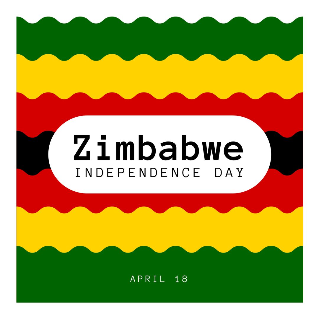 Zimbabwe Independence Day Celebration Graphic with Flag Colors