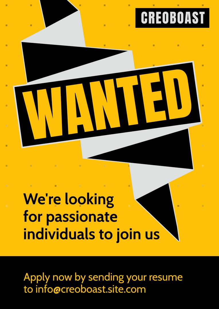 Bold "Wanted" Sign on Eye-Catching Yellow Background for Job Ad