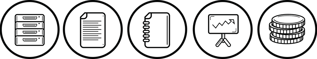 Transparent productivity icons set for business and design projects