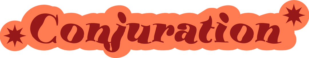 Mystical Conjuration Typography with Stars on Transparent Background