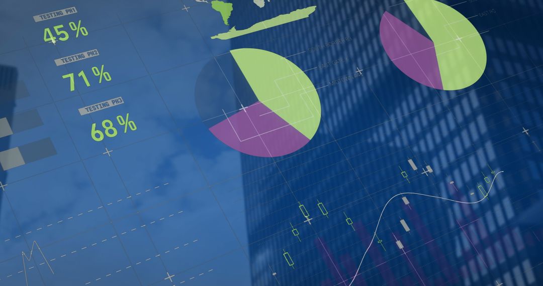 Financial Analytics Over Cityscape with Graphs and Charts