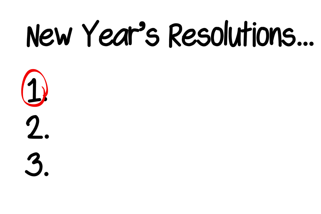 New Year Resolutions in Minimalist Handwritten Style on Transparent Background