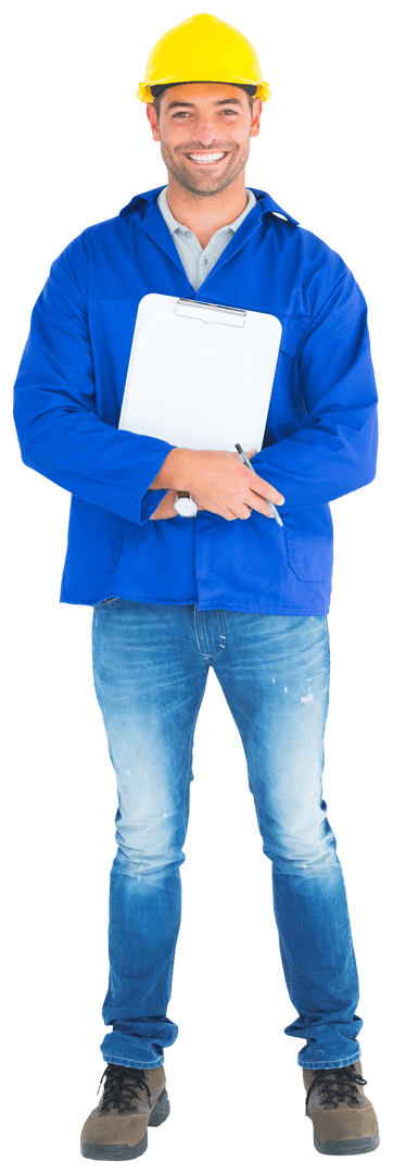 Seamless Manual Worker Holding Clipboard With Smile