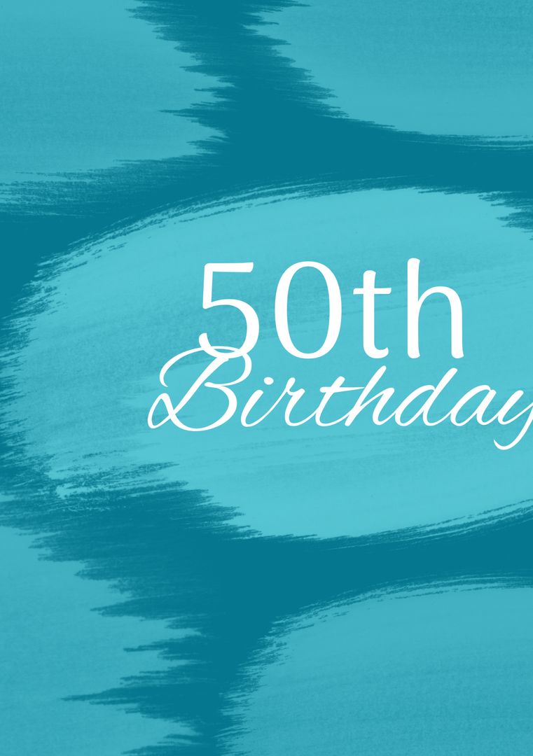 Elegant 50th Birthday Invitation Template with Aqua Blue Brush Strokes - Download Free Stock Templates Pikwizard.com