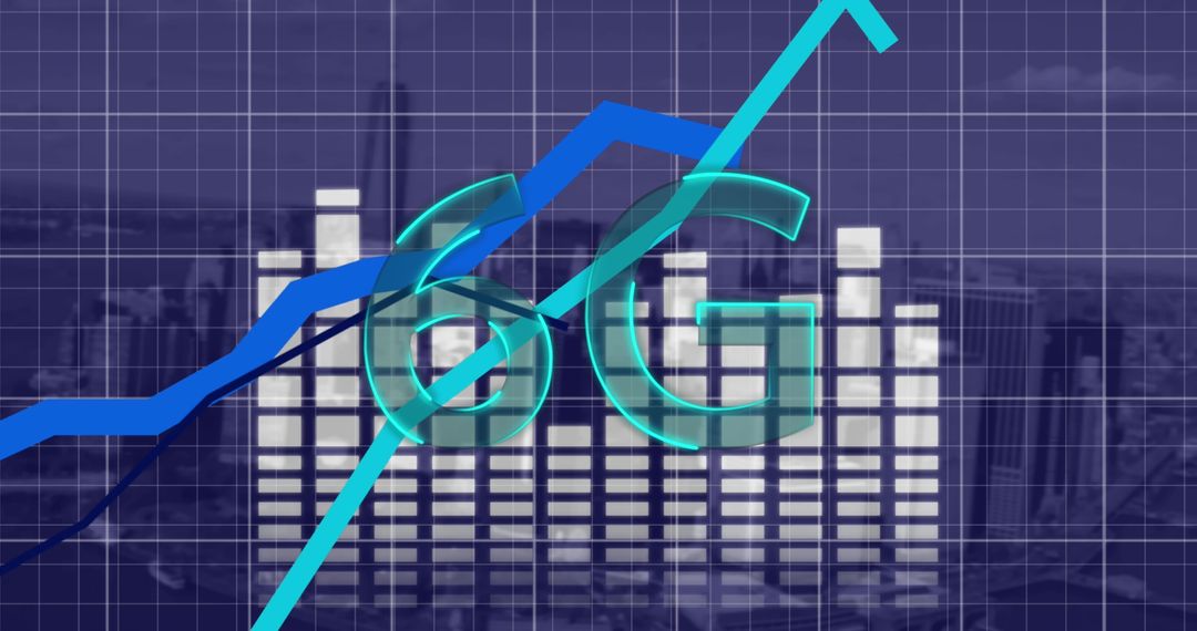 6G Technology Growth shown over Data and City Backdrop