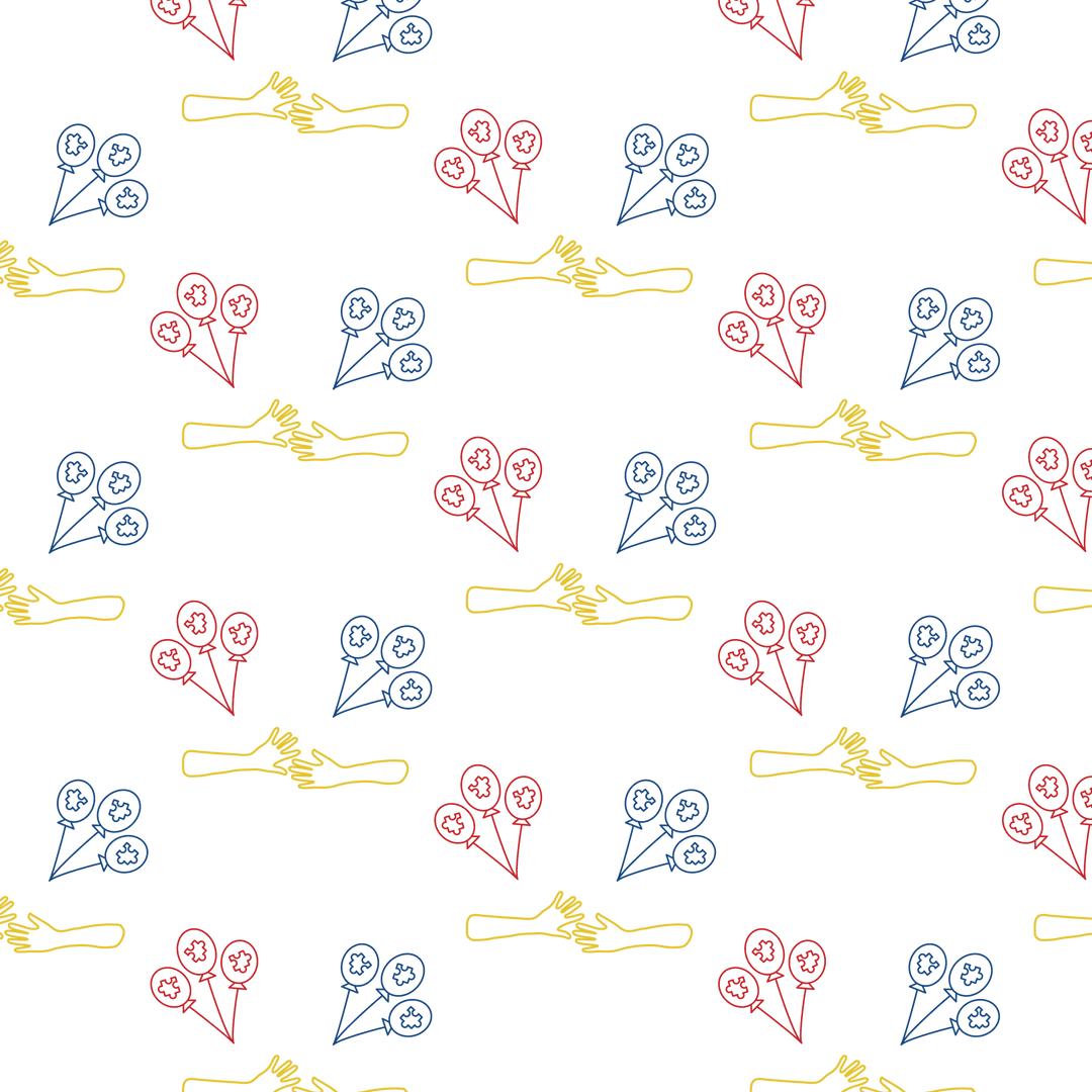 Colorful Balloon and Handshake Pattern on Transparent Background