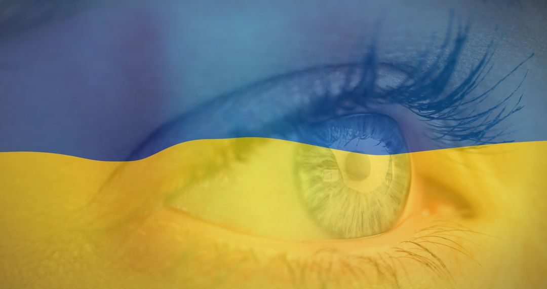 Ukraine Flag and Gazing Eye Symbolizing Hope