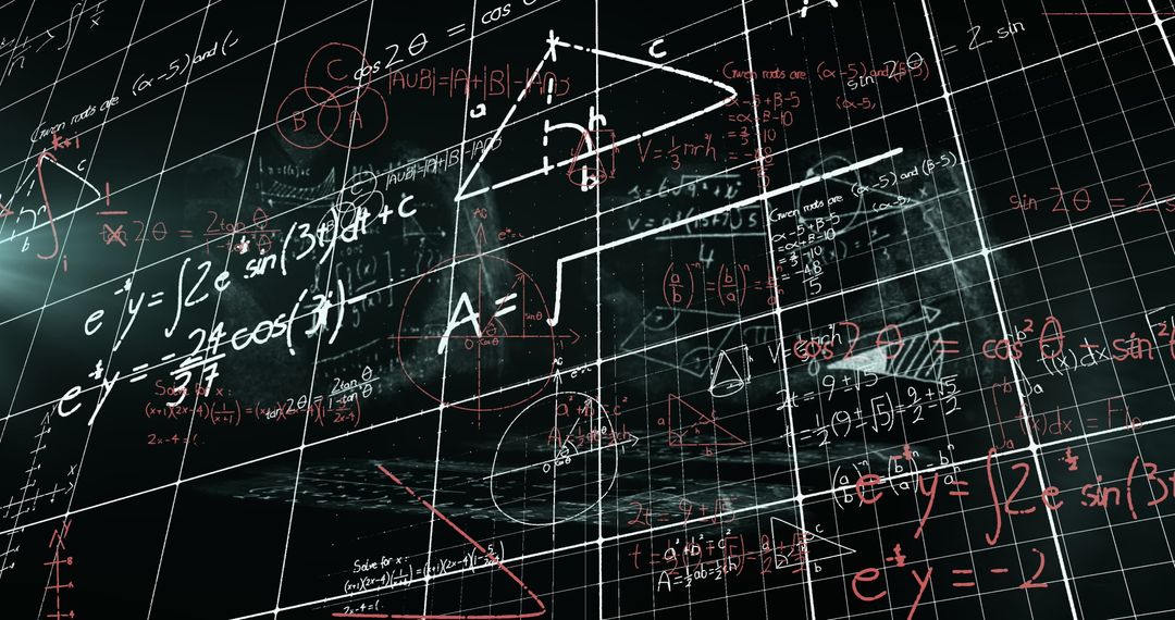 Digital Mathematical Formulas Overlay on Abstract Background