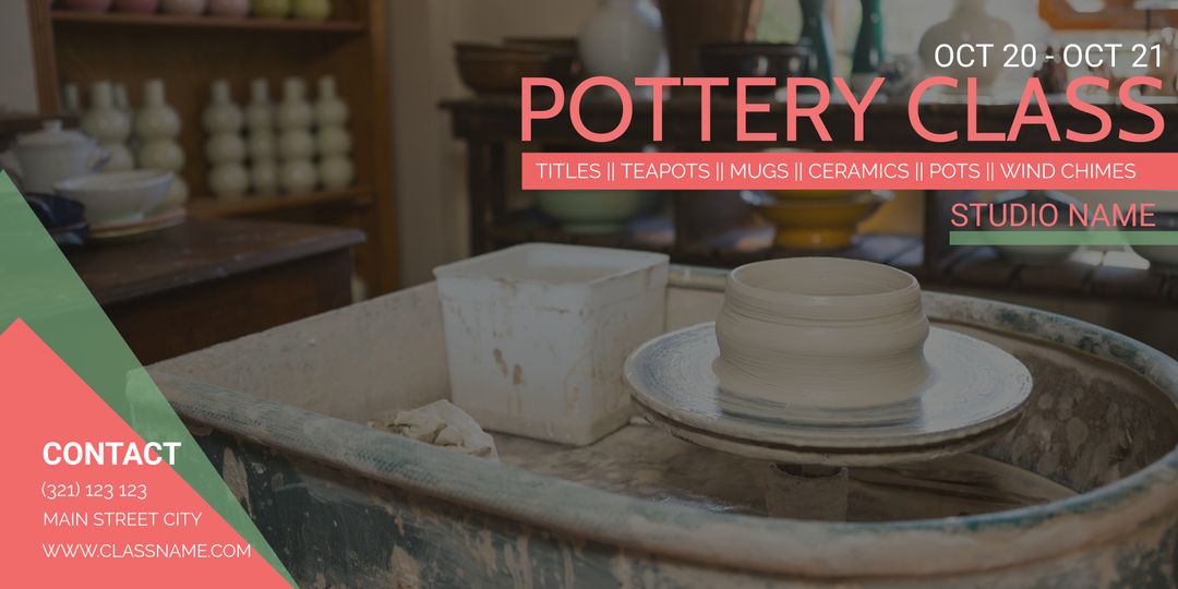 Pottery Class Workshop Invitation Featuring Artistic Clay Craftsmanship - Download Free Stock Images Pikwizard.com