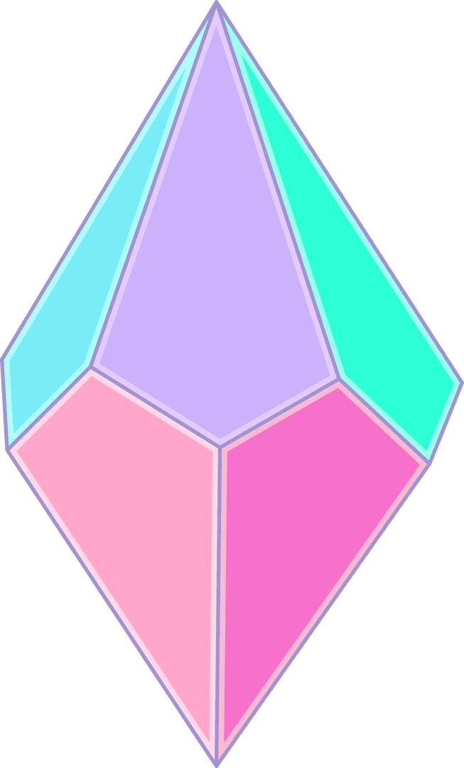 Floating Pastel Faceted Crystal with Transparent Background