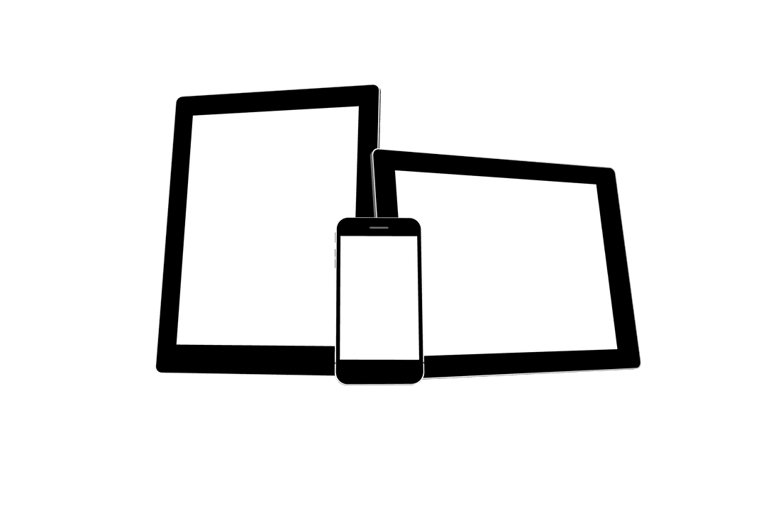 Transparent Silhouettes of Laptop, Tablet, and Smartphone Devices