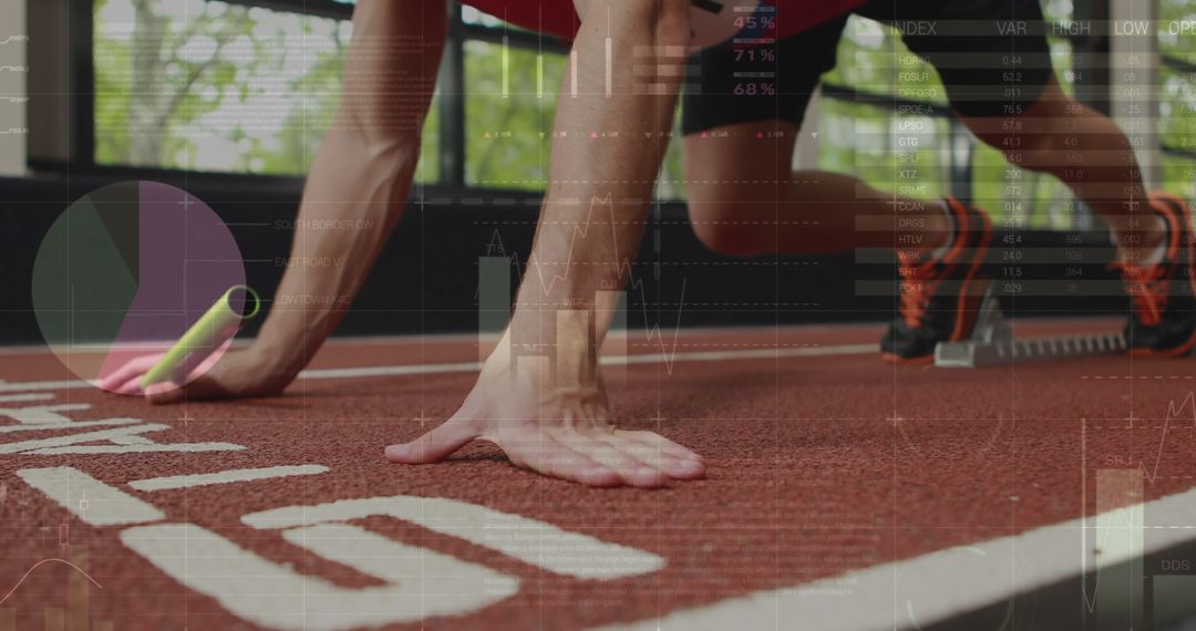 Caucasian Male Runner with Digital Data Overlay