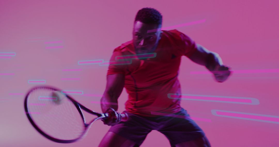 Male Athlete Playing Tennis with Futuristic Motion Effects - Free Images, Stock Photos and Pictures on Pikwizard.com