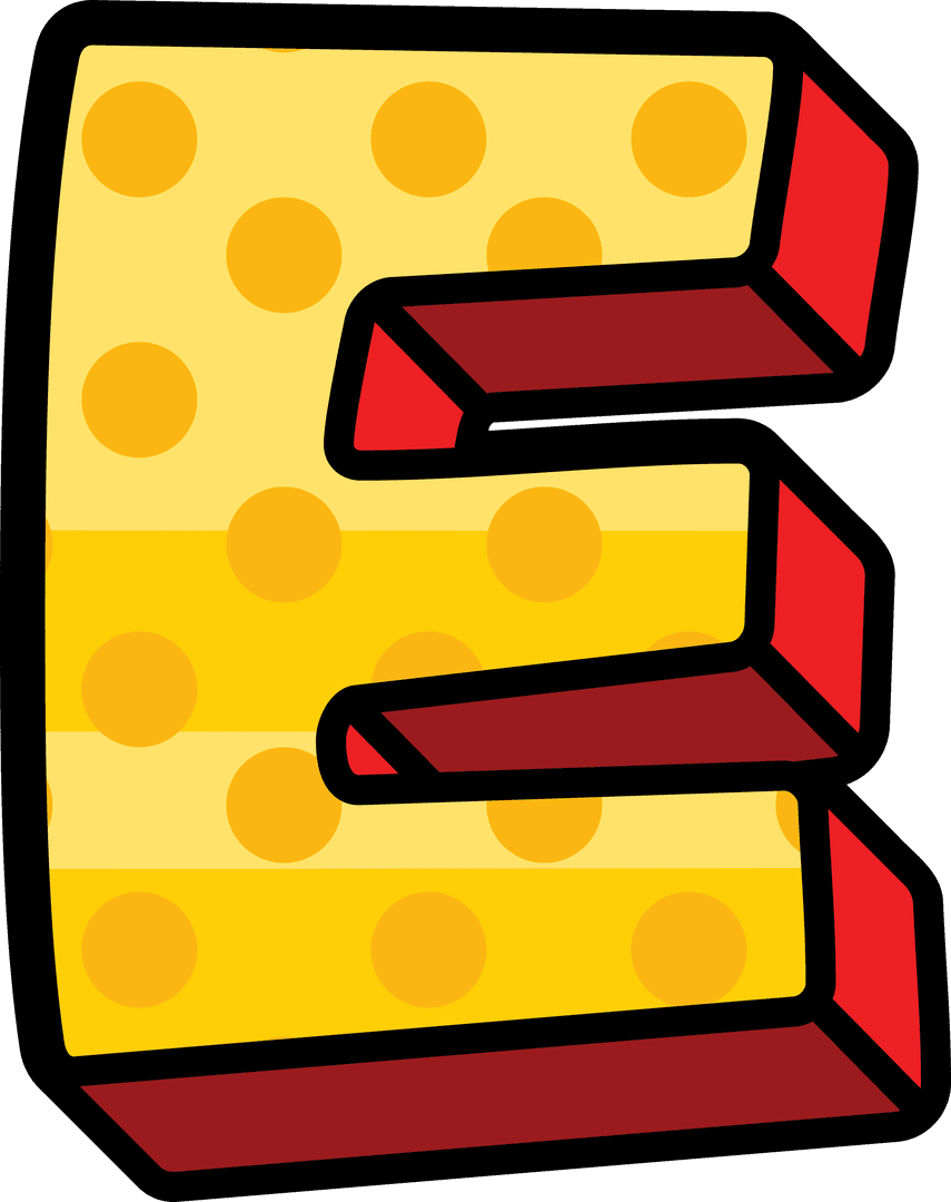 3D Polka Dot 'E' Letter on Transparent Background Illustration