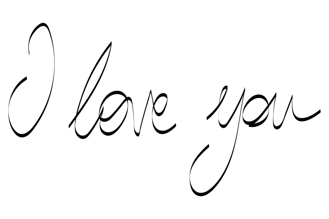 I Love You Text Black on Transparent Background Illustration