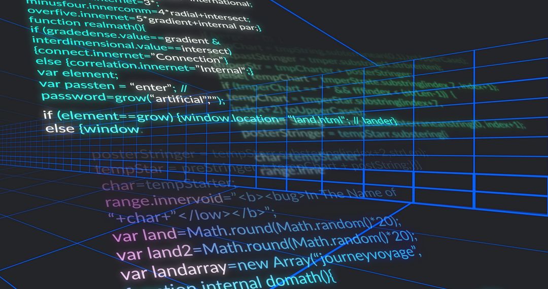 Floating Computer Code in Virtual 3D Space