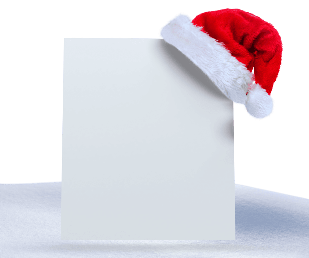 White Sheet with Santa Claus Hat on Transparent Background for Festive Design