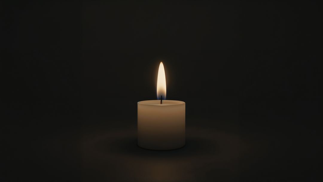 Warm Glow of Single Candle in Dark Space Creating Tranquil Ambiance