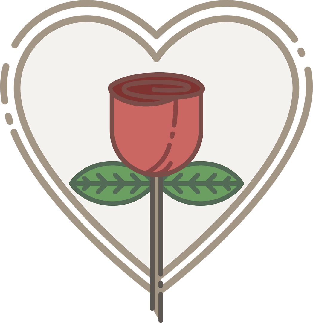 Digital Rose and Heart Illustration on Transparent Background