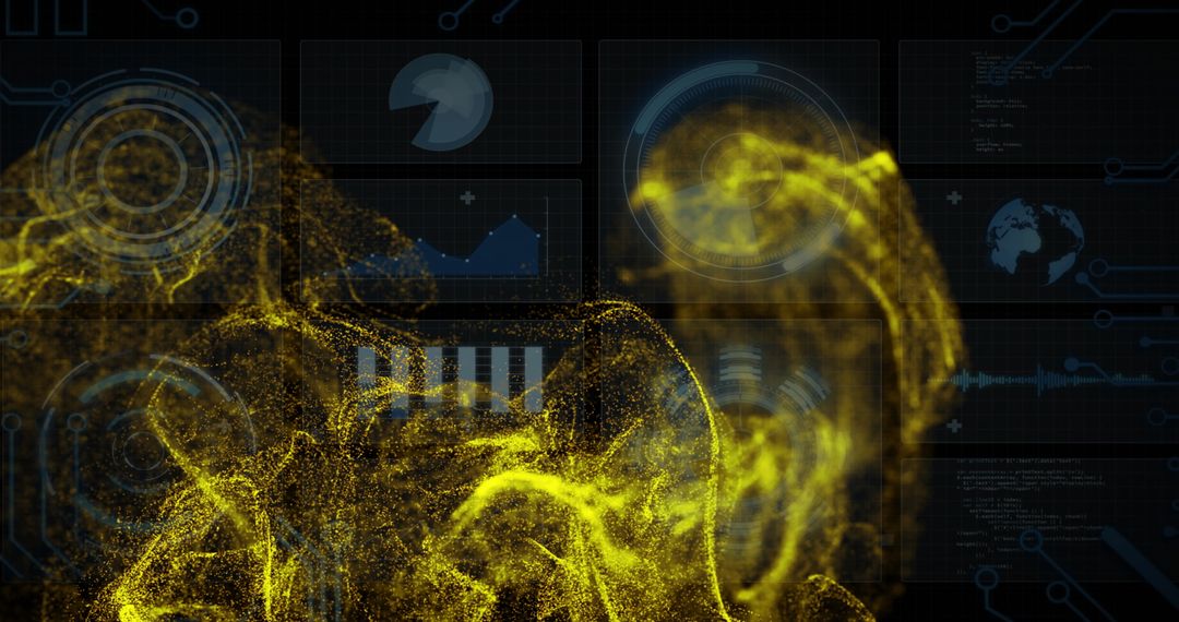 Abstract digital data processing with fiery elements