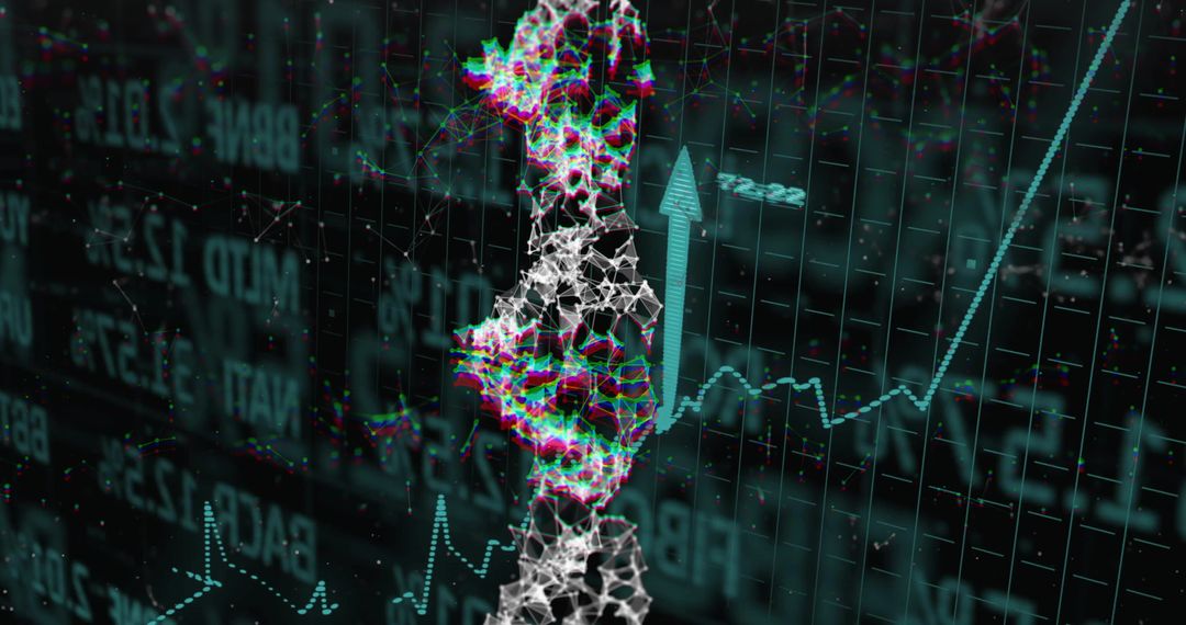 Futuristic Double Helix and Stock Data Visualization
