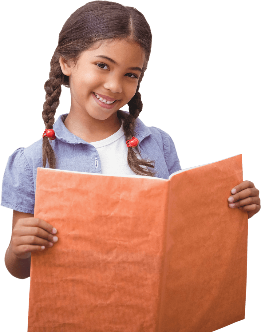 Transparent Background Smiling Girl Holding Book