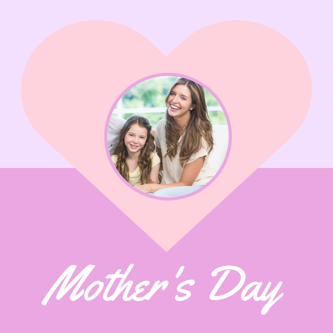 Happy Mother's Day Card with Smiling Mother and Daughter