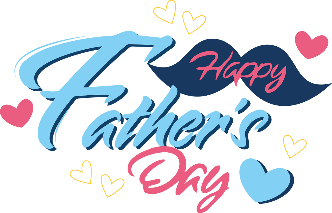 Colorful Happy Father's Day Typography on Transparent Background