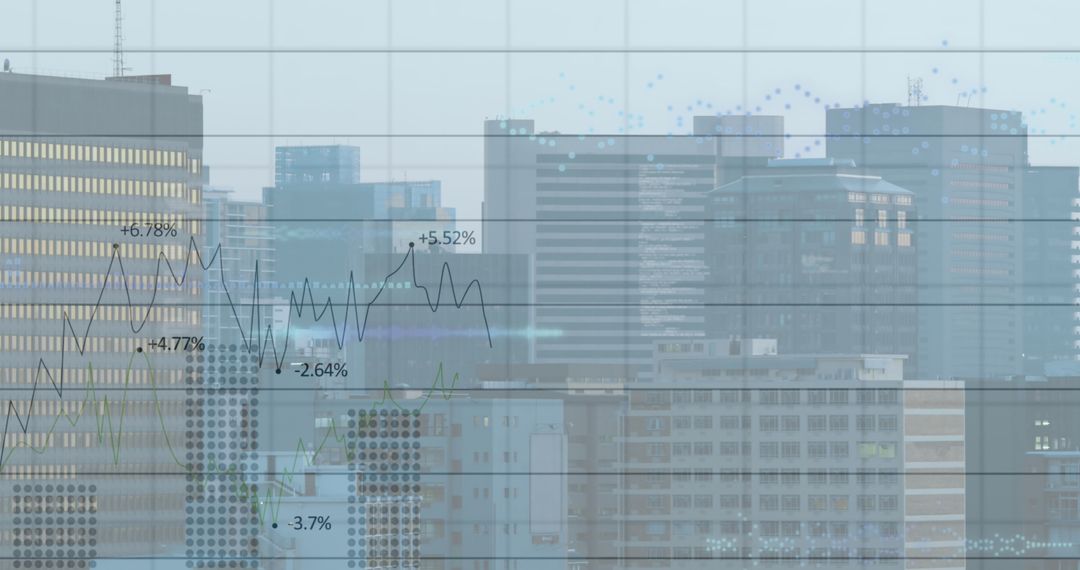 Double Exposure of Financial Graphs and Urban Skyline