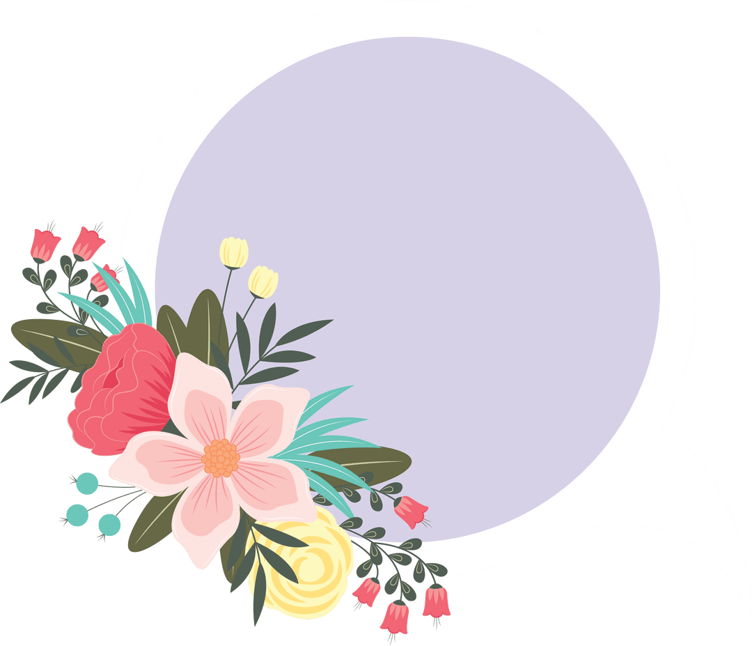 Floral Circle With Banner on Transparent Background Illustration