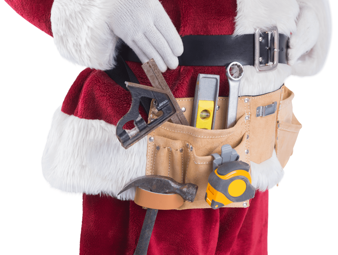 Santa Claus Costume with Transparent Tool Belt for Christmas Fun