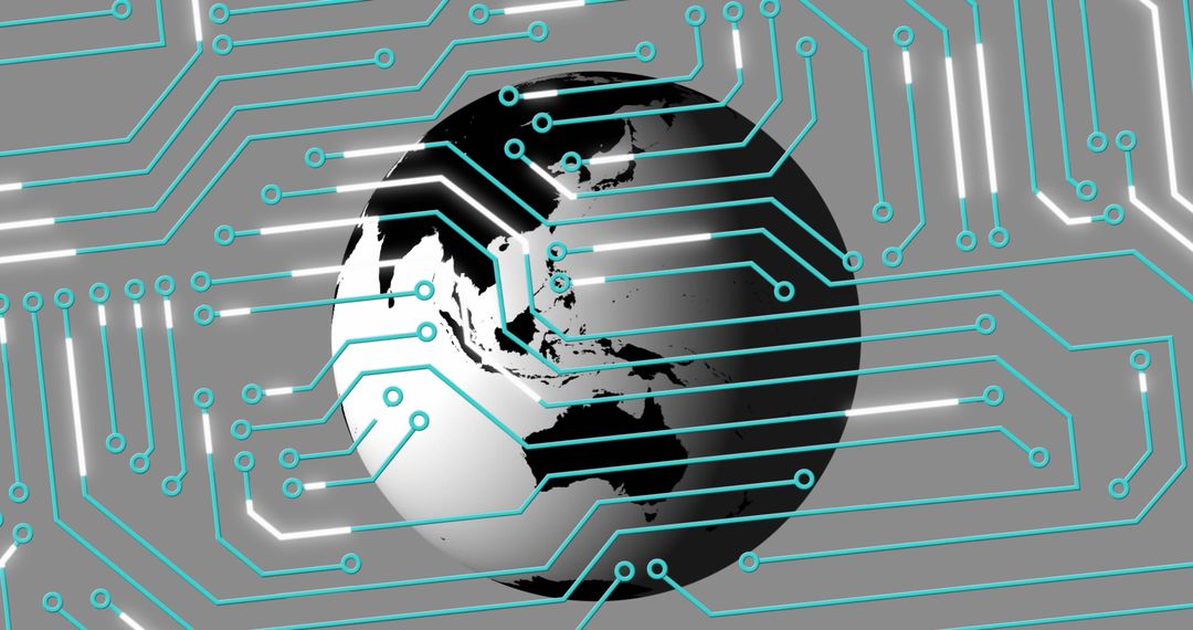 Globe with Circuit Board Overlay: Symbol of Global Technology