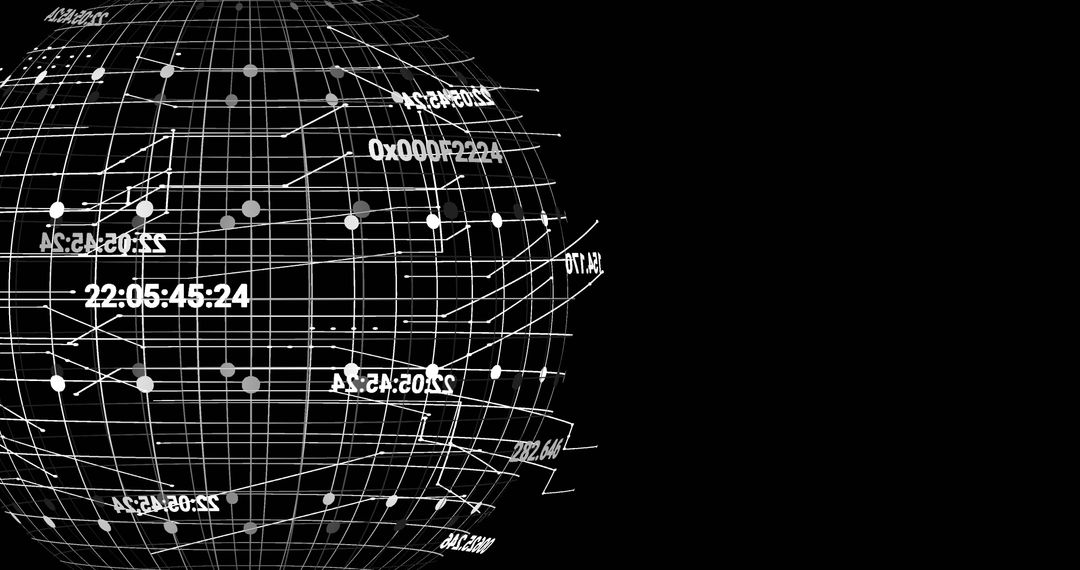 Digital Sphere with Code Elements and Falling Shapes