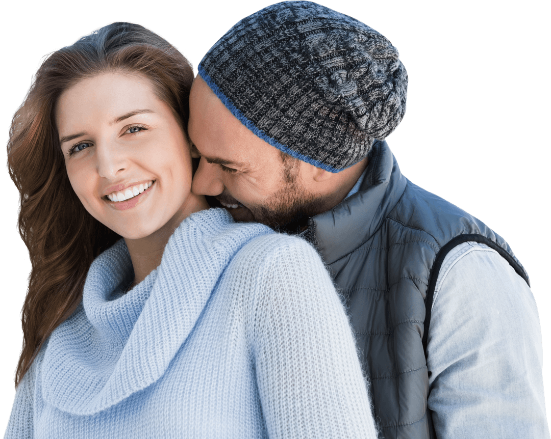 Transparent Background Romantic Couple Embracing Playfully