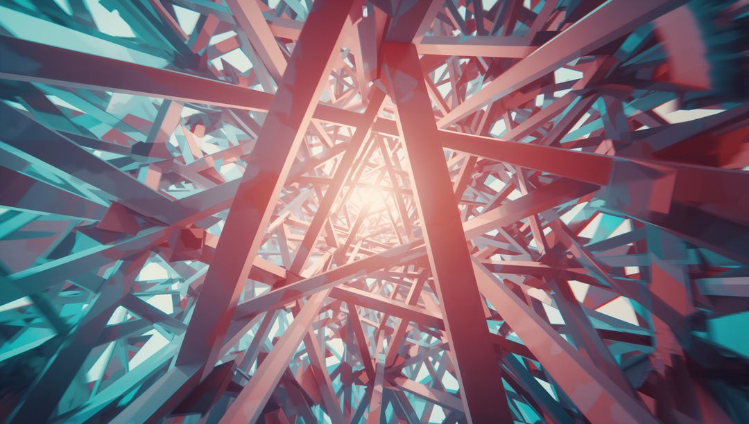 Futuristic Geometric Lattice with Radiant Light Center