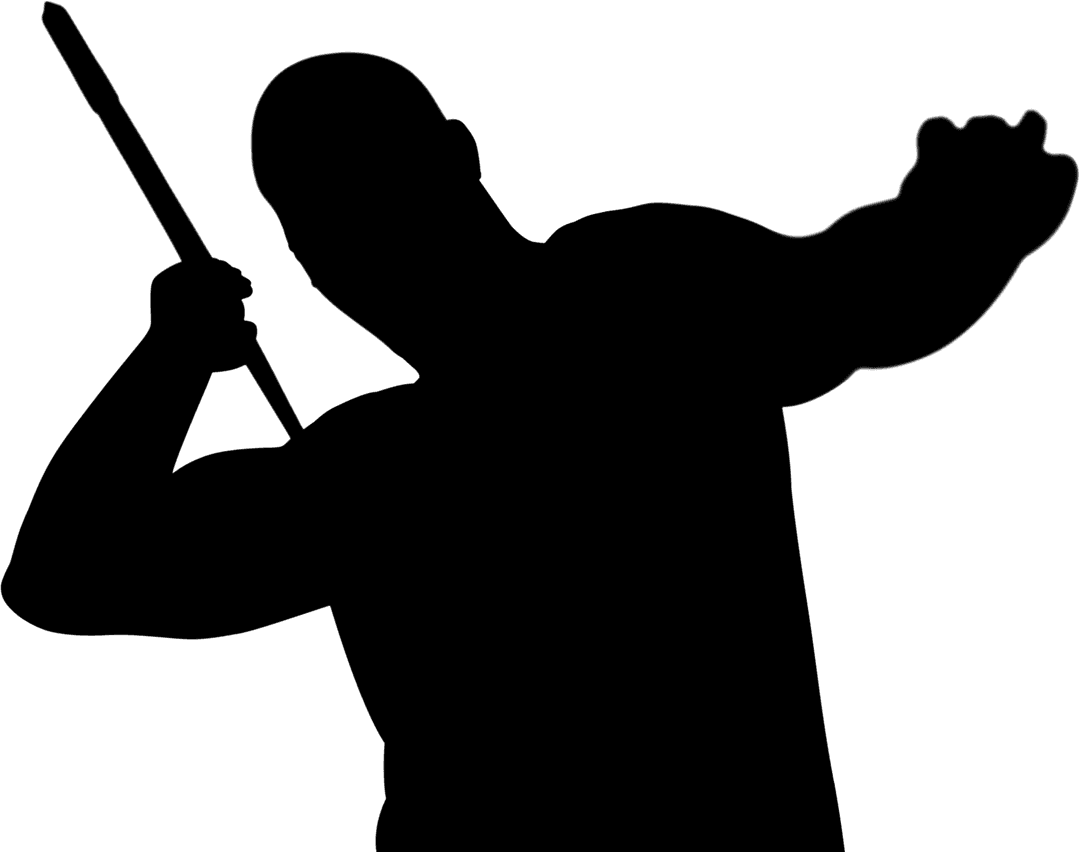 Transparent Silhouette of Male Athlete Throwing Javelin