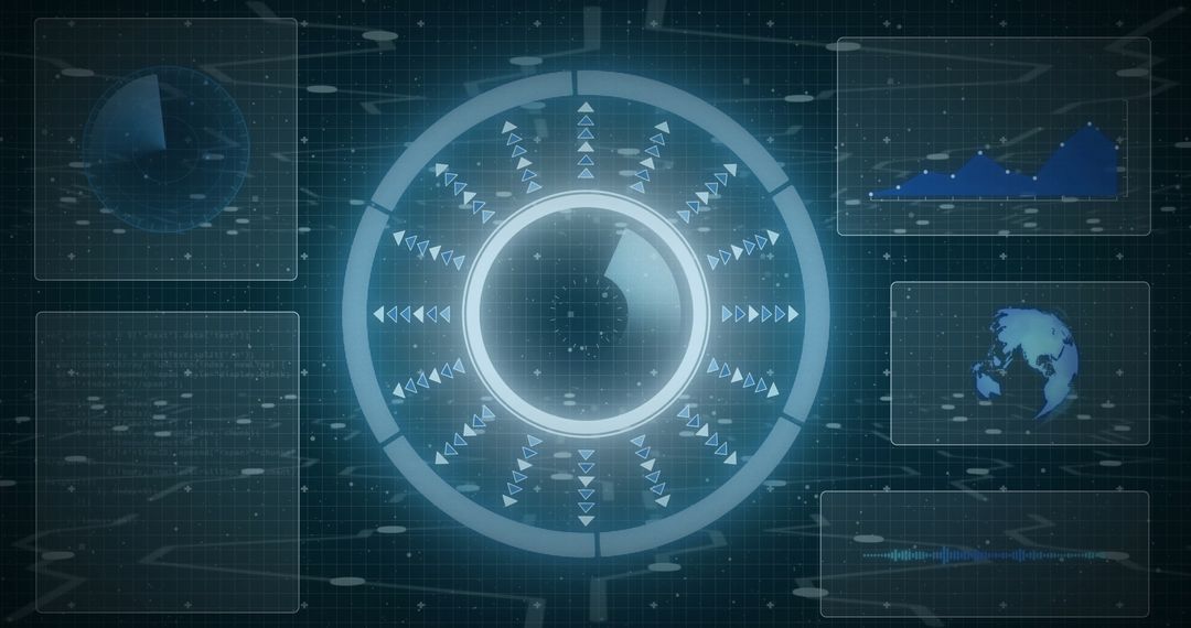 Digital interface scope with diagrams and global network