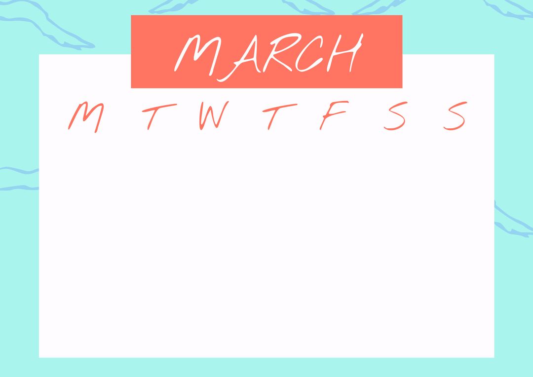 Minimalist March Calendar Template with Pastel Colors - Download Free Stock Templates Pikwizard.com
