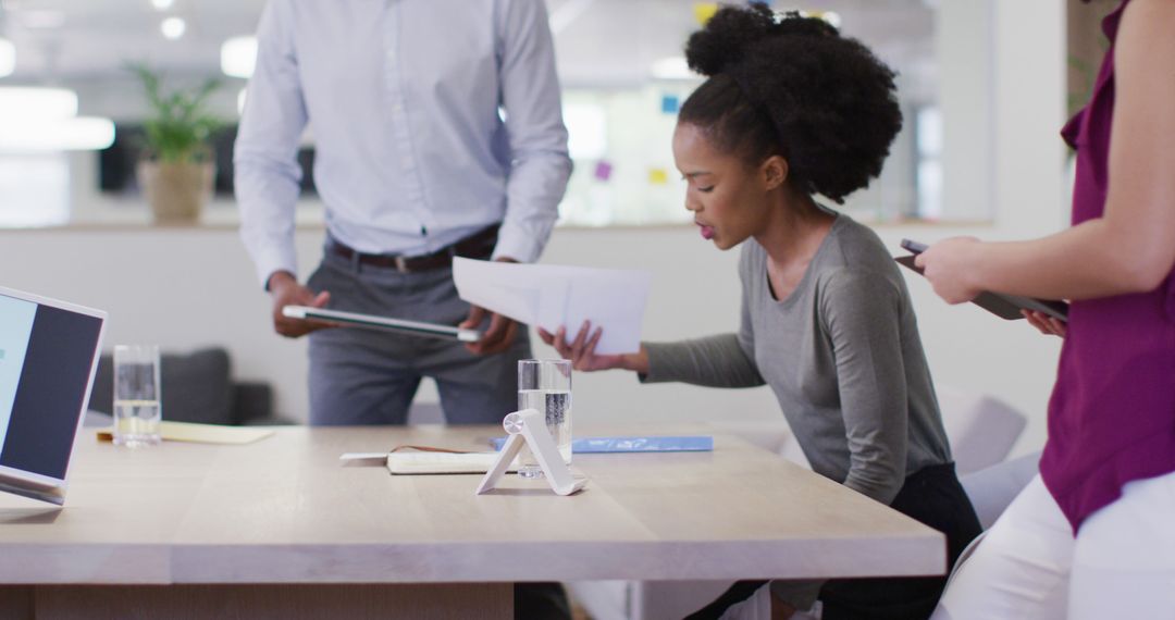 Diverse Team Conducting Business Meeting in Modern Office