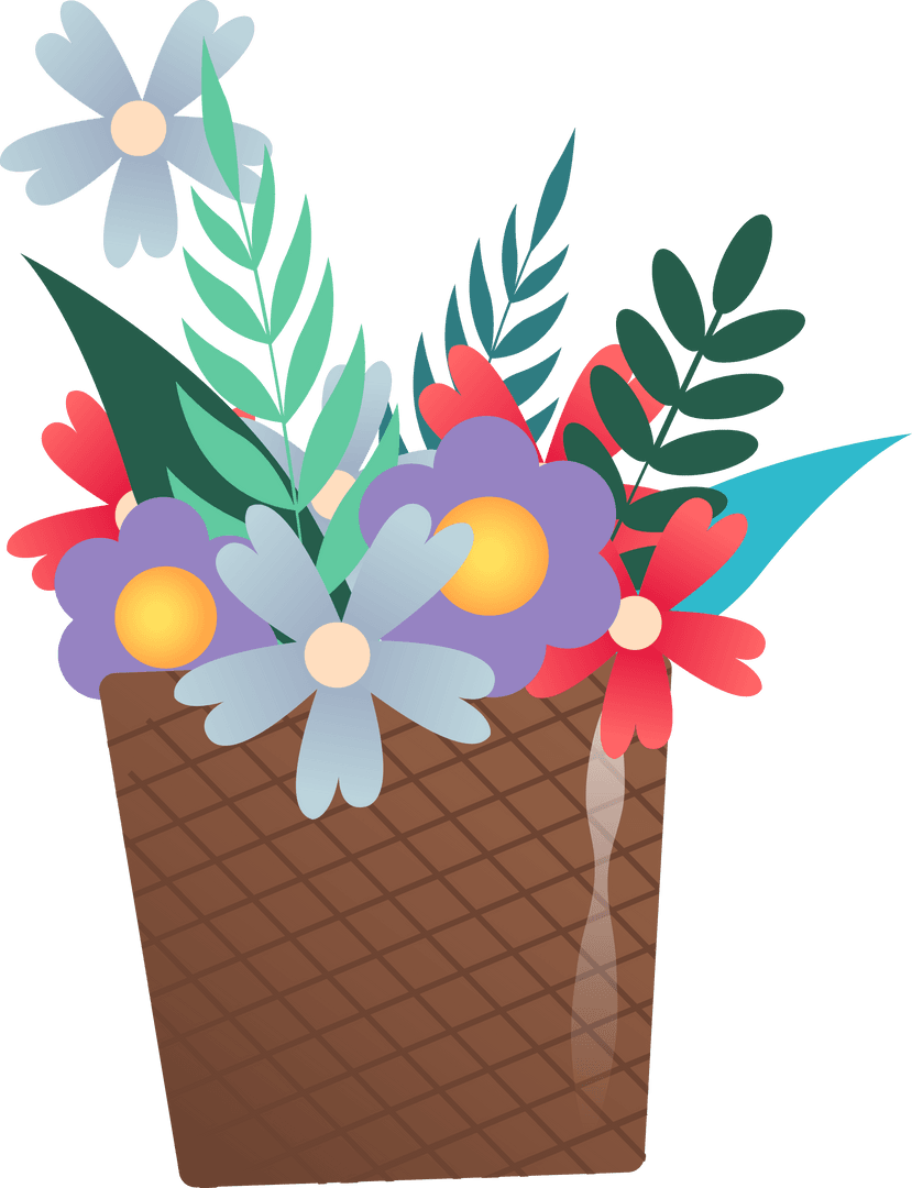 Transparent Botanical Design with Vibrant Floral Arrangement