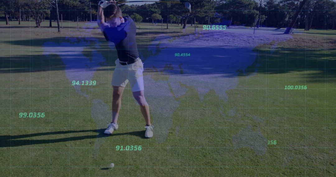 Golfer Practicing Swing Analyzed by Holographic Map and Metrics