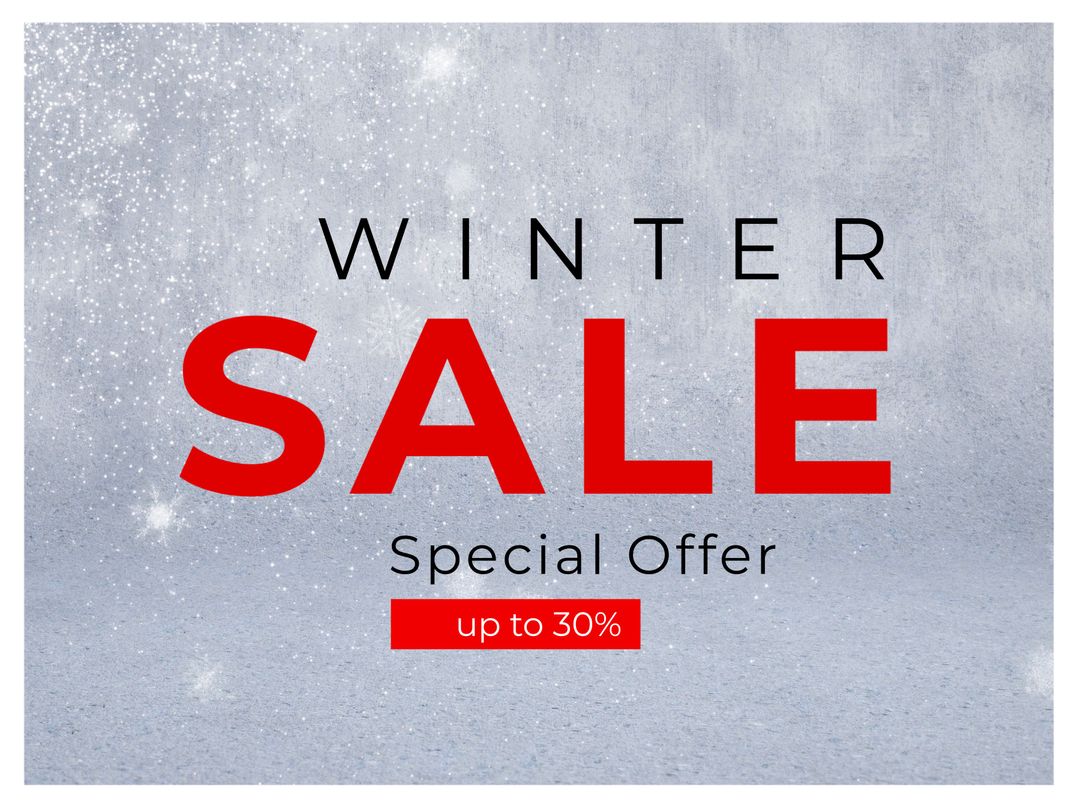 Bold Winter Sale Advertisement with Snowy Background