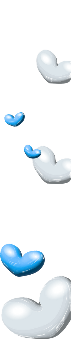 Floating White and Blue Heart Balloons on Transparent Background