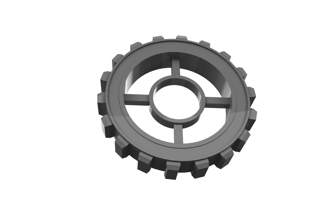 3D Transparent Gear Wheel with Serrated Edges