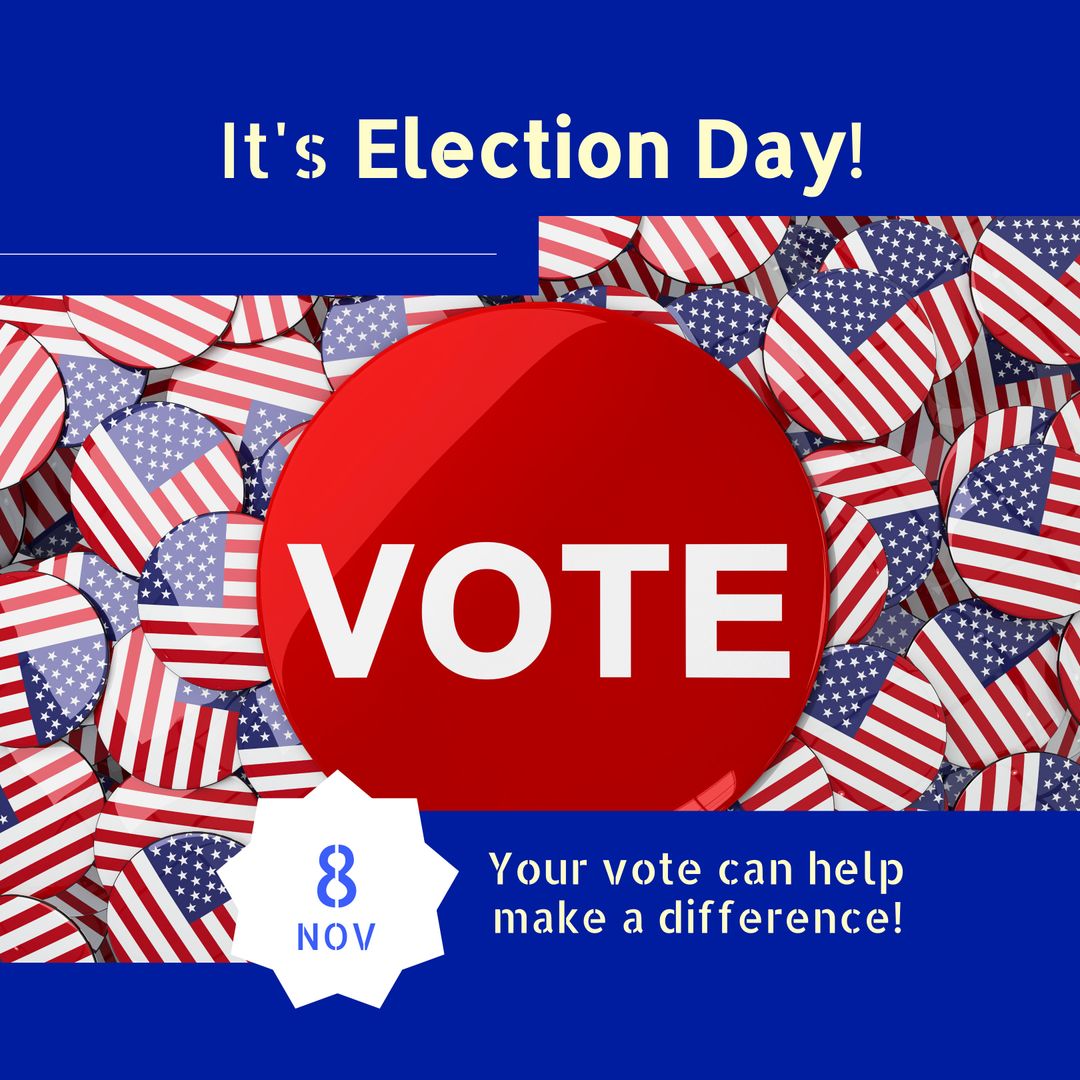Election Day Message with USA Flags and Voting Button - Download Free Stock Images Pikwizard.com