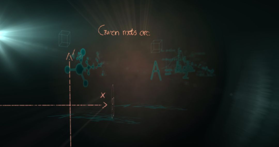 Futuristic Glow of Mathematics Equations in Virtual Space