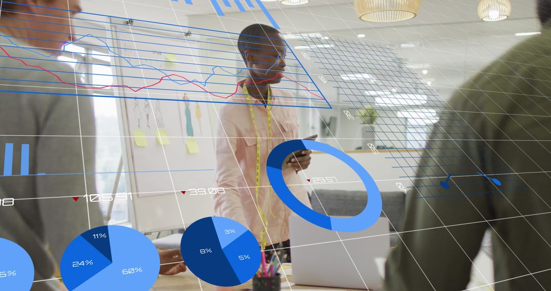 Diverse Team Engaging with Financial Graphs and Data